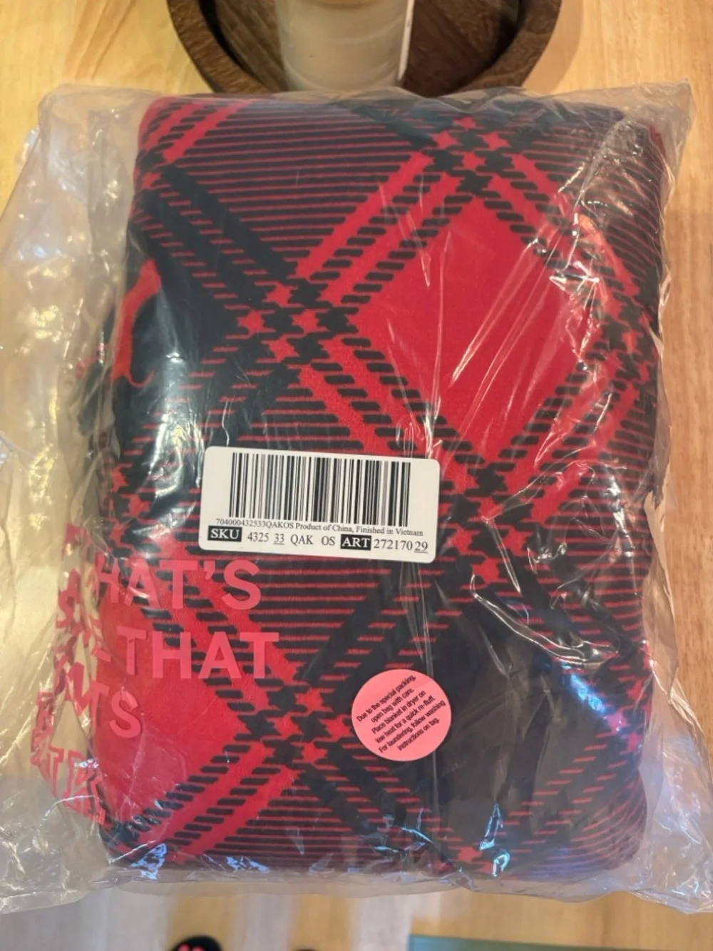 PINK Victoria's Secret Red and Black Plaid Cozy Plush Blanket - Picture 4 of 4